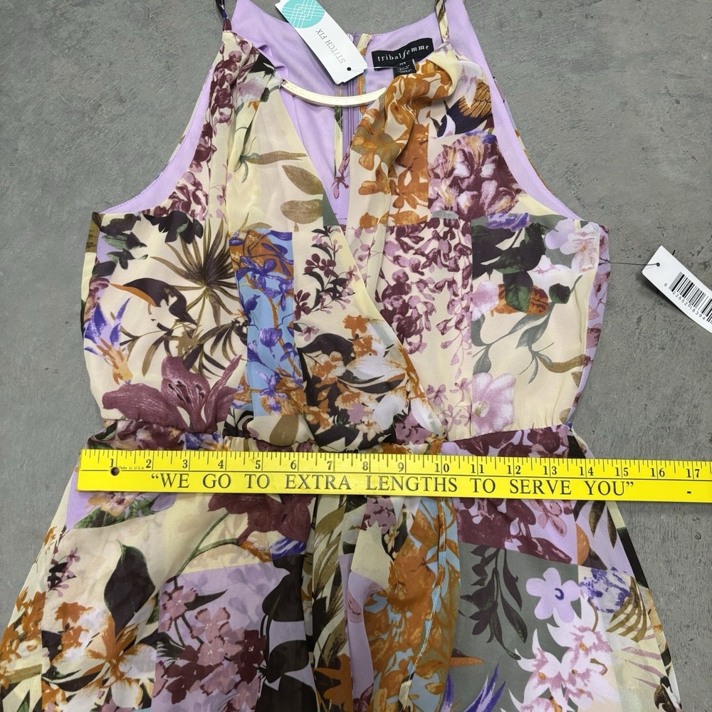 Tribal Femme Women's Maxi Dress Sleeveless Lined Floral in Iris Size Small Boho - Picture 7 of 12